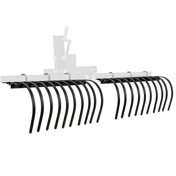 60 Inch Tractor Rake, Pine Straw Needle Rake, Durable Powder Coated Steel Spring Landscape Rake Fit for Removal of Rock, Grass Clumps and Debris, Prep for Seeding