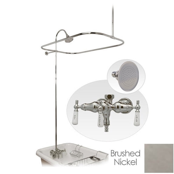 60 Inch Tub Wall Mount Clawfoot Tub Shower Enclosure with Faucet and Watering Can Shower Head