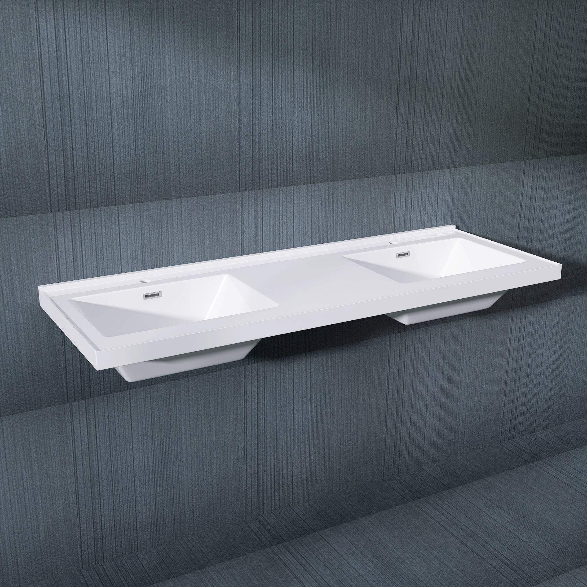 60 Inch Vanity Top Bathroom Sink Fit To 60" Cabinets In Glossy White ...