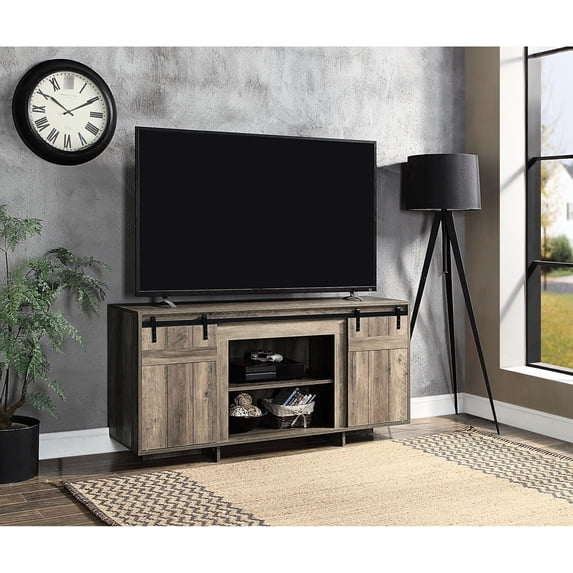60 - Inch Wide - Barn Door Design for Storage - Entertainment Corner - Sturdy and Decorative TV Stand