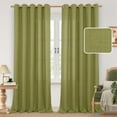 thumbnail image 1 of 60 Inch Wide Linen Curtains for Bedroom, 84 Inch Faux Linen Textured Light Filtering Privacy Olive Green Drapes Grommet Sheer Panels for Living Room, 2 Panels, 60 x 84 Inch, 1 of 15