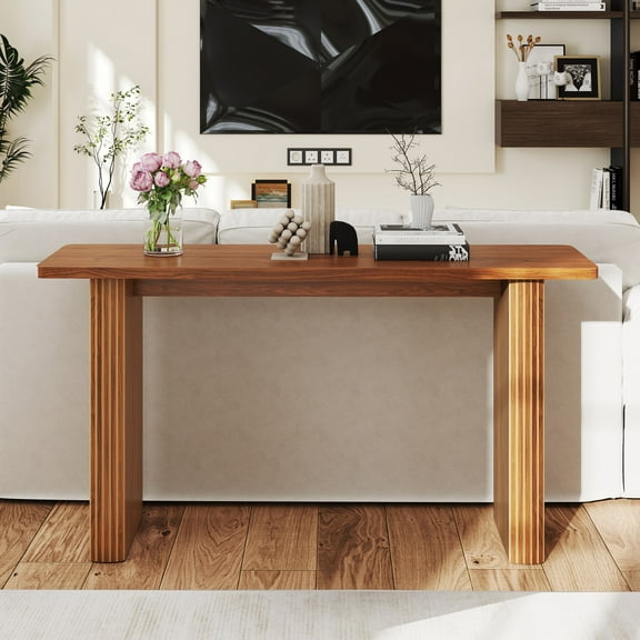 60 Inch Wood Console Table, Sofa Table Behind The Couch, Farmhouse Entryway Table for Hallway, Living Room