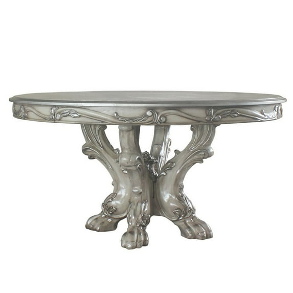 60 Inch Wooden Dining Table with Trestle Base, Bone White