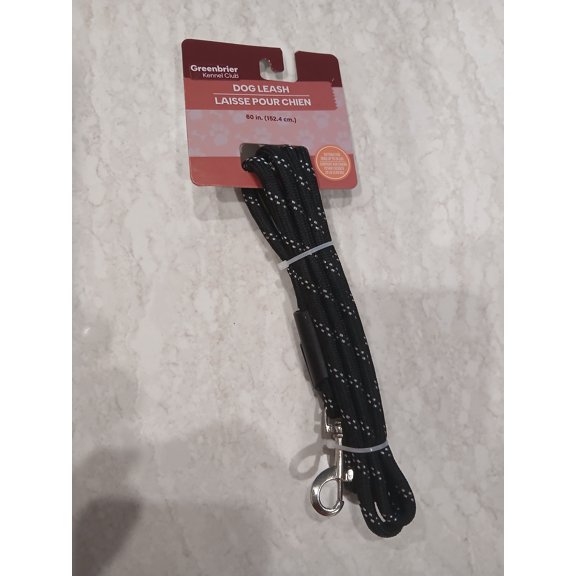 Greenbrier Kennel Club 60 Inch Spandex All Lifestages Reflective Dog Cord & Rope Leash, Black