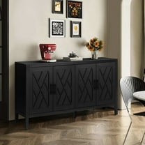 60 Inches Sideboard With 4 Doors And Adjustable Shelf, Buffet For Bedroom (antique Black Storage Cabinet Hallway