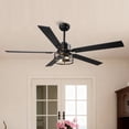 thumbnail image 1 of Vaczon 60" Industrial Matte Black Large Smart DC Motor Ceiling Fan with Light and Remote, APP Control, 1 of 17