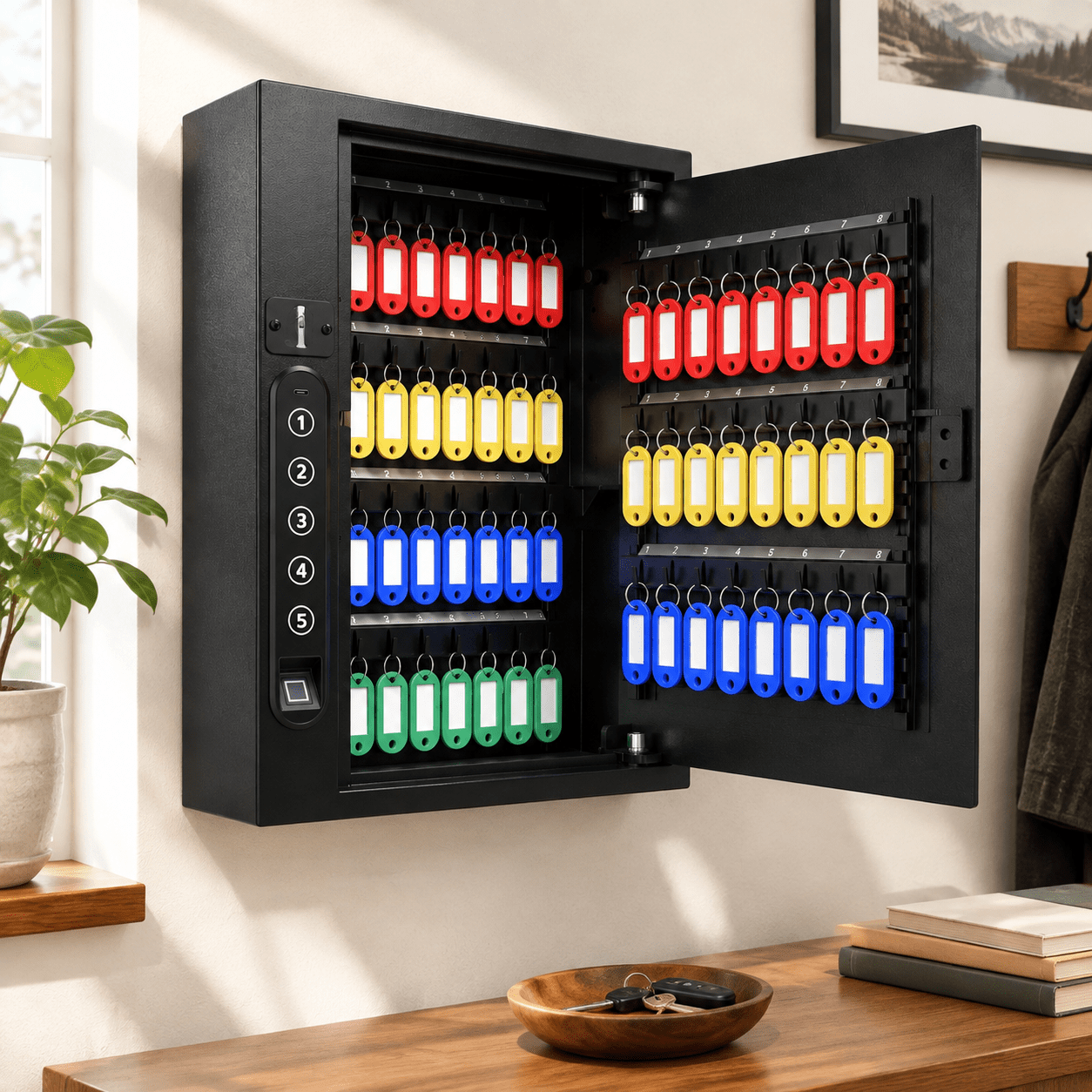 Key Lock Box Labels 60 Keys Biometric Key Lock Box with Code Wall Mount Drop Slot - Walmart.com