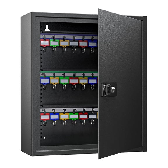 60 Keys Black Steel Key Cabinet Security Storage Box