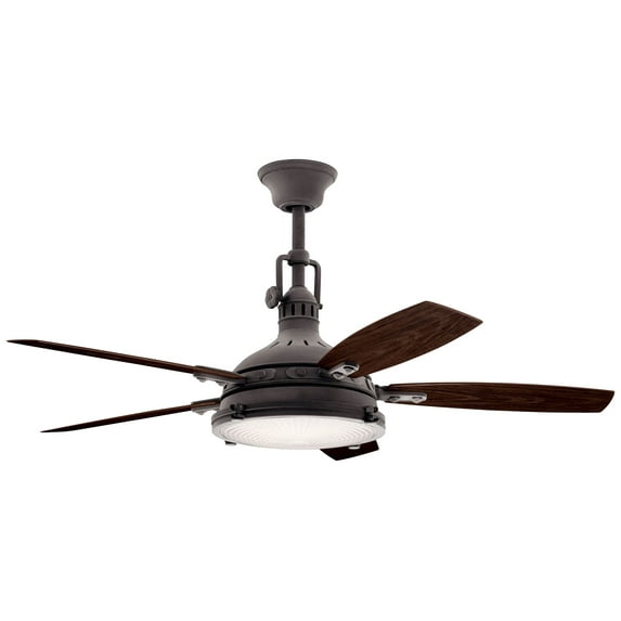60" Kichler Hatteras Bay Weathered Zinc Damp Rated LED Fan with Remote