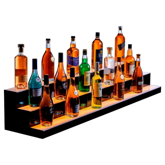 60" LED Backlit Liquor Bottle Display Shelf - Wireless RF & App Control, 3-Step Dimming, Modern Bar Cabinet Lighting (60 Inches)