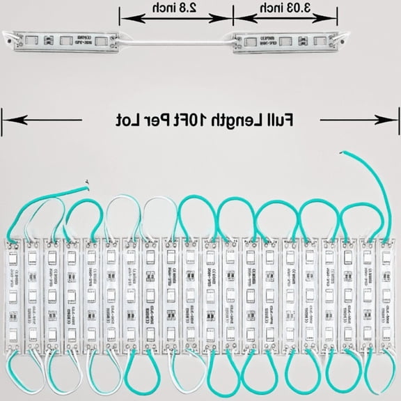 60 LED Green Module Light Strip Set, 10ft IP65 Waterproof DC 12V 5050 SMD Sign Backlight Lamp