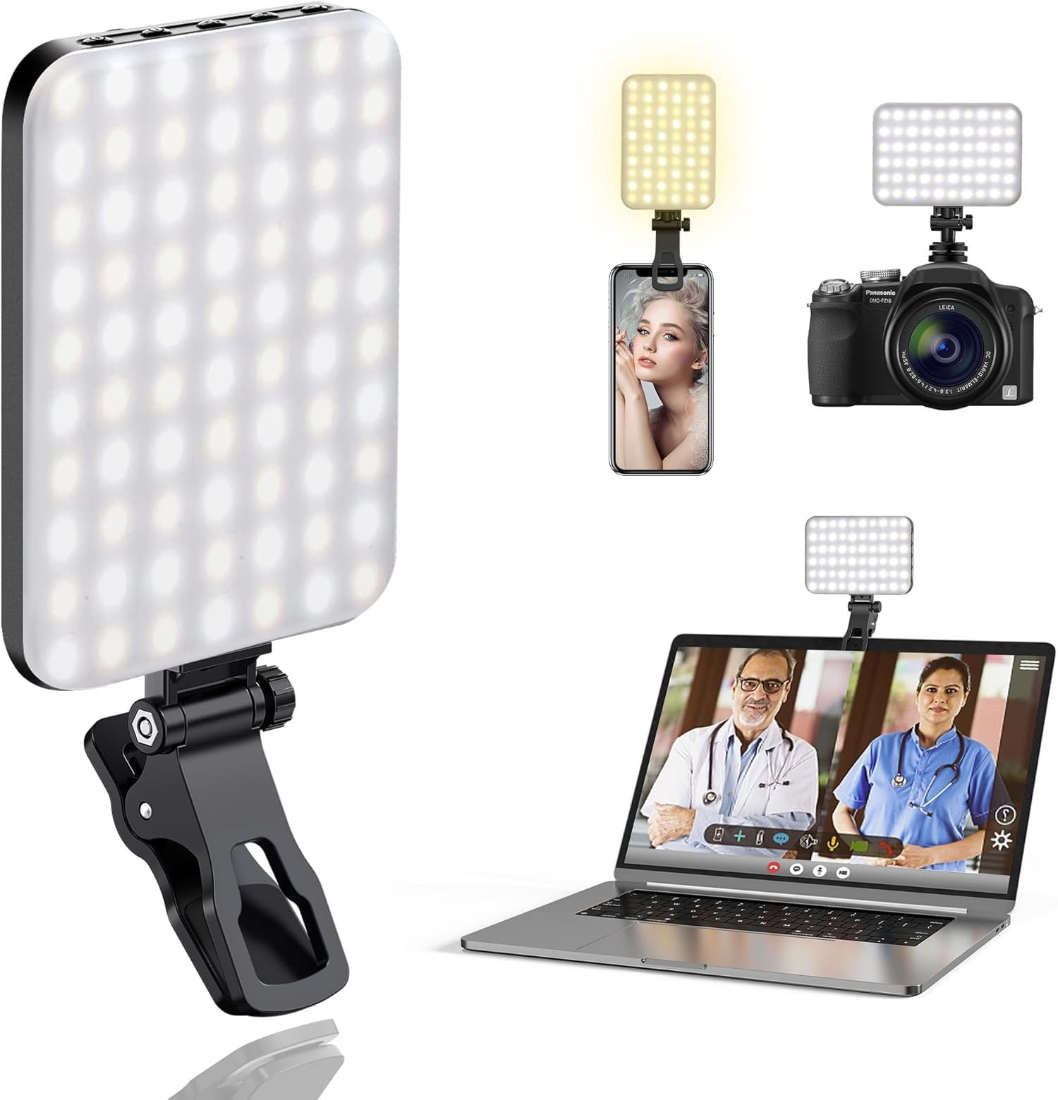60 LED Portable Selfie Light Video Conference Lighting with Clip ...