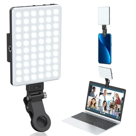 60 LED Rechargeable Selfie Light for Phone Clip on,3*10 Brightness Levels Portable Phone Ring Light for iPhone and Computer Camera Photography Zoom Meetings,Three Modes,Adjustable Brightness