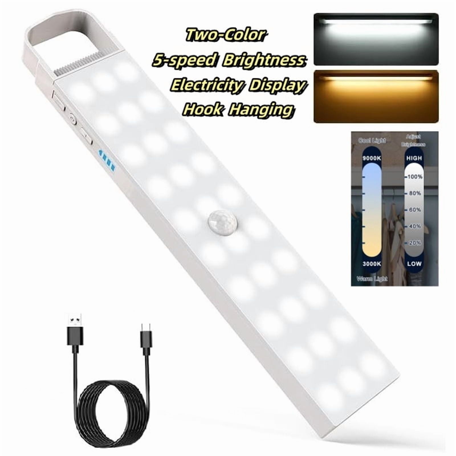 60 LED Under Cabinet Lights, Wireless USB Rechargeable Motion Sensor LED Light with Built-in Magnet Strip for Kitchen, Wardrobe, Closet