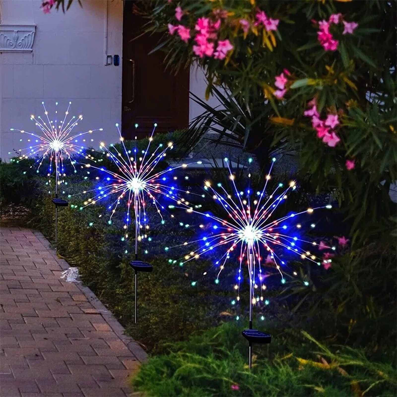 60 LEDs Solar Firework Lights Dandelion Ground Plug Lamp for Outdoor ...