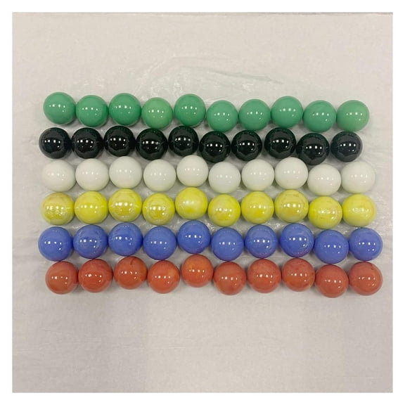 60 Large 1" (25mm) Replacement Solid Glass for Chinese Checkers, Aggravation, or Marble Games (10 Each of Red, Blue, Yellow, White, Green, Black)