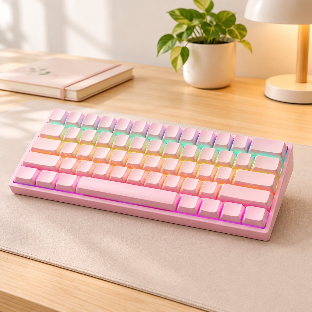 60 Layout Pink Mechanical Keyboard with RGB Backlight, Hot Swappable ...