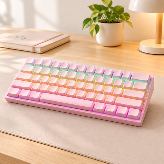 60 Layout Pink Mechanical Keyboard with RGB Backlight, Hot Swappable ...