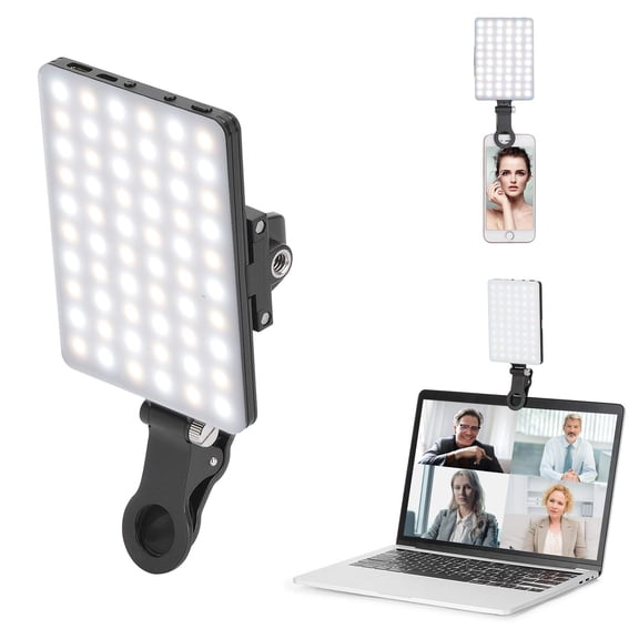60 Led High Power Rechargeable Clip Fill Video Conference Light With Front & Adjusted 3 Modes For Phone Android Ipad Laptop Makeup Selfie Vlog