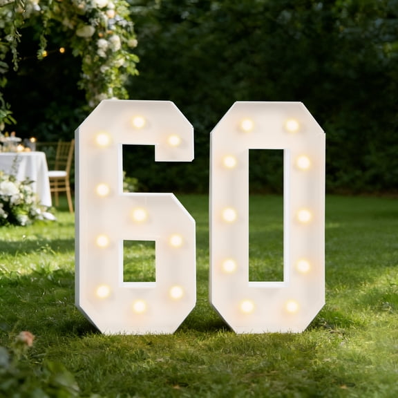 60 Light Up Numbers, 60th Birthday Party Decoration, Light Up Numbers for Birthday Decorations