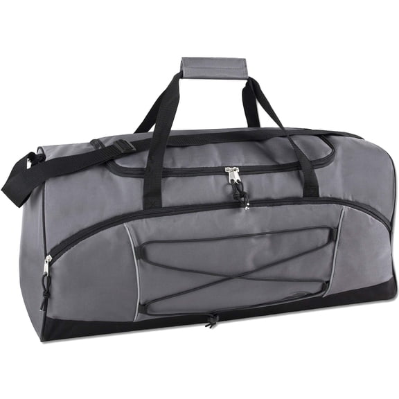 26 Inch 60 Liter Weekender Overnight Duffel Shoulder Bag for Men, Women, Teens, Gym, Travel, Sports and Recreation in Gray