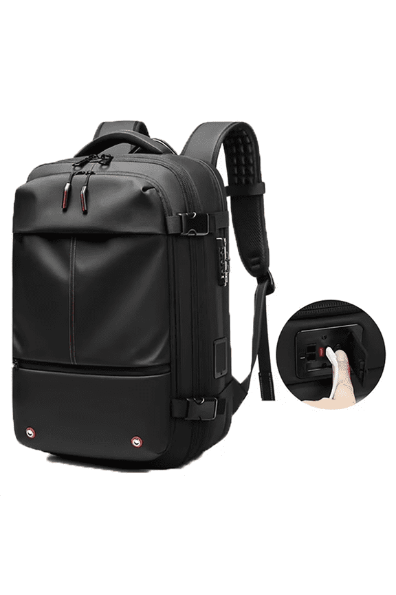 60 Liter Upgraded 2-in-1 Vacuum Travel Backpack, Expandable Vacuum Compression Rucksack, Blue Anti-Theft Travel Waterproof Rucksack