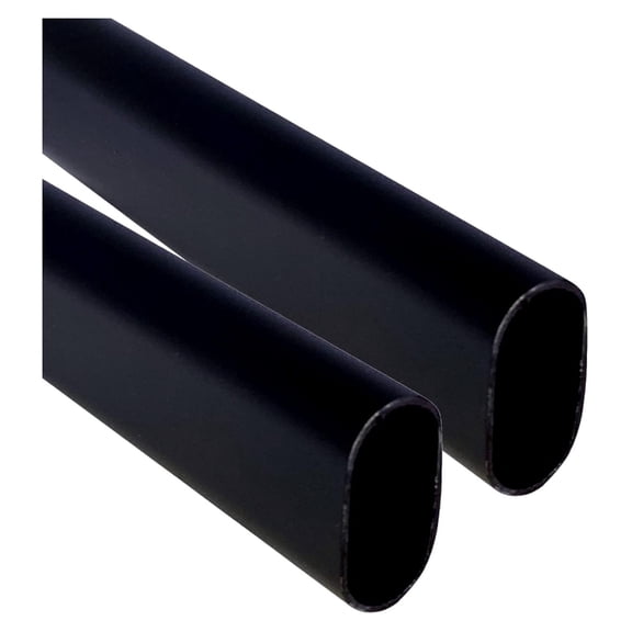 60" Long Oval Closet Rod | Heavy Duty Wardrobe Clothes Pole | Black | 2 Pack