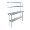 thumbnail image 1 of 60" Long x 18" Deep" Stainless Steel Work Table With 12" Wide Double Tier Overshelf | Metal Kitchen Prep Table & Shelving Combo, 1 of 9