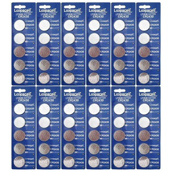 60 Loopacell CR2430 Lithium Battery 3V Button Cell for Digital Scales Calculators