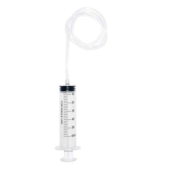60 ML CC Large Plastic Syringe Without Needle for Liquid Nutrient Measuring,Scientific Lab with 80cm Handy Tube