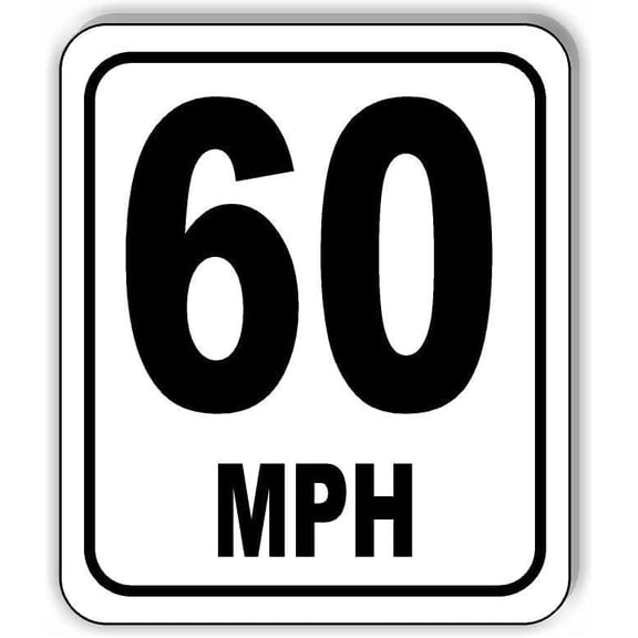 60 MPH miles per hour Aluminum Composite Sign, 8.5"x10"