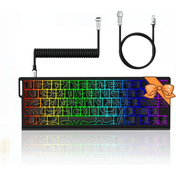 60% Magnetic Switch Gaming Keyboard with 8kHz Polling Rate, 0.01 mm Trigger Accuracy, Adjustable Actuation, Snap Tap, Coiled Cable, RGB Backlight, Black Contour