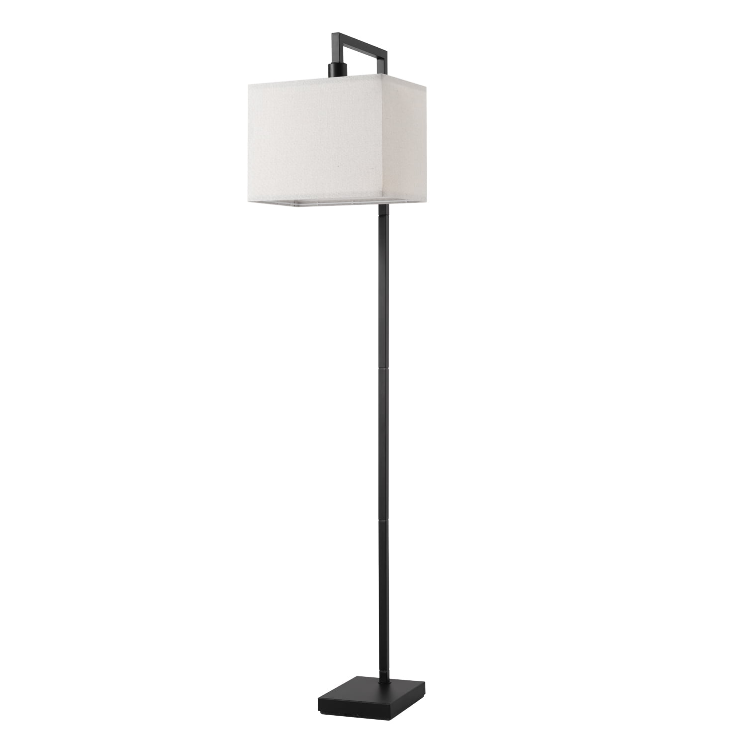60" Matte Black Floor Lamp with White Fabric Shade