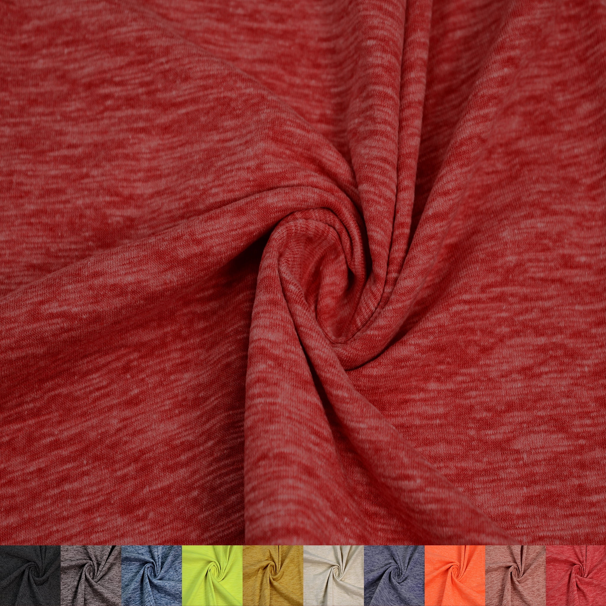 60" Maxi Slub Cotton Poly Spandex Jersey Knit Fabric by the Yard (195 GSM) - Medium Weight, 4-Way Stretch, Breathable - Apparel, Casual, Activewear, & Layering- Brick Chambray
