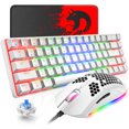 thumbnail image 1 of 60% Wired Mechanical Gaming Keyboard, Blue Switch Mini 68 Keys Wired Type C 18 Backlit Effects,Lightweight RGB 6400DPI Honeycomb Optical Mouse,Gaming Mouse pad for Gamers and Typists (White), 1 of 7