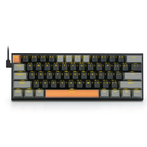 60% Mechanical Keyboard, E-YOOSO Blue Switches Mechanical Gaming Keyboard Wired with LED Backlit, Computer Keyboard for Windows, Mac OS (Black Grey)