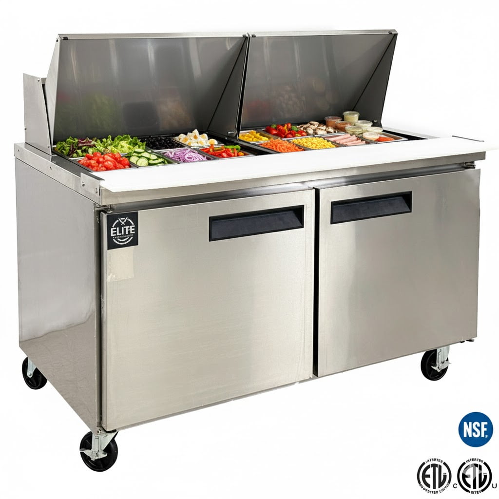 60" Mega Top Sandwich Prep Table, 24 pans, 15 cu.ft., NSF/ETL, Commercial Food Prep Refrigerator