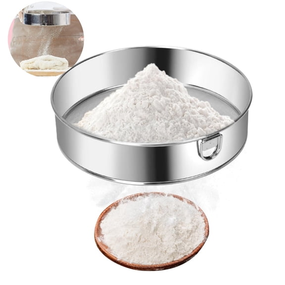 60 Mesh Round Flour Sieve,Portable Stainless Steel Flour Sifter,Durable Flour Screen Mesh Metal Strainer for Baking,Cooking