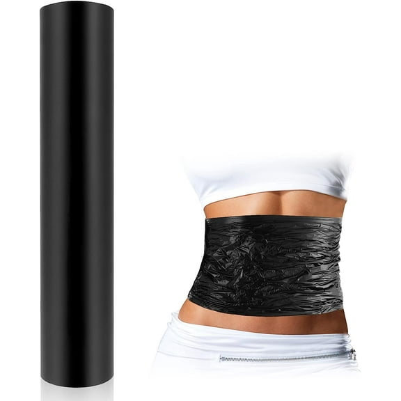 60 Meters Black Plastic Body Wrap, Body Wraps Plastic Slimming Wrap Workout Body Wrap FilmWorkout and Sweat Enhancer Cellulite Wrap Exercise Body Wrap (1 Roll)