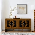 thumbnail image 1 of 60" Mid Century Modern Sideboard Buffet Cabinet with Storage, TV Media Console, Storage Cabinet with Geometric Pattern & Adjustable Shelves for Kitchen Dining Living Room Entryway Hallway (Brown), 1 of 11