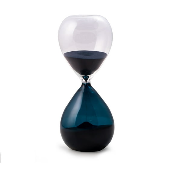 60 Min. Blue & Clear Glass Sand Timer w/ Blue Sand