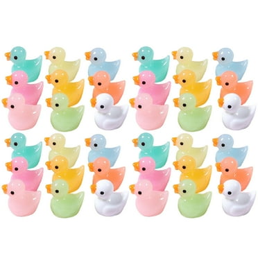 60 Mini Rubber Ducks Miniature Figurines Glow in Dark Micro Landscape Decoration