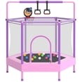 thumbnail image 1 of 60" Mini Trampoline for Kids with Enclosure, Shinpt Indoor & Outdoor Toddler Trampoline, Upgrade Full Anti-Rust Tube with Adjustable Gymnastics Bars, Small Trampoline for Boys & Girls, 1 of 9