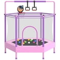 thumbnail image 1 of 60" Mini Trampoline for Kids with Safety Enclosure Net, SHINPT Indoor & Outdoor Trampoline with Adjustable Gymnastics Bars and Rust-Resistant Steel Frame, Small Trampoline for Boys & Girls, 1 of 9