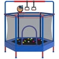 thumbnail image 1 of 60" Mini Trampoline for Kids with Enclosure, Shinpt Indoor & Outdoor Toddler Trampoline, Upgrade Full Anti-Rust Tube with Adjustable Gymnastics Bars, Small Trampoline for Boys & Girls, 1 of 9