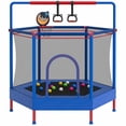 thumbnail image 1 of 60" Mini Trampoline for Kids with Safety Enclosure Net, SHINPT Indoor & Outdoor Trampoline with Adjustable Gymnastics Bars and Rust-Resistant Steel Frame, Small Trampoline for Boys & Girls, 1 of 9