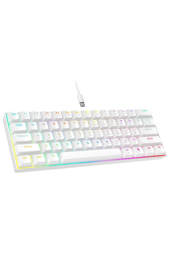 60% Mini Wired Mechanical Keyboard, Ultra-Compact 61 Keys Keyboard for Laptop Gamer with Blue Switches+LED Backlit