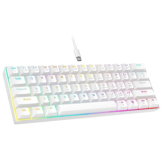 60% Mini Wired Mechanical Keyboard, Ultra-Compact 61 Keys Keyboard for Laptop Gamer with Blue Switches+LED Backlit