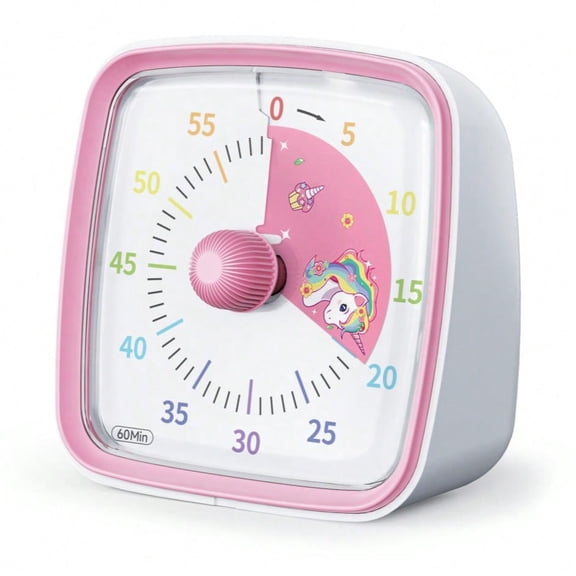 60 Minute Colorful Visual Timer With Night Light Silent Countdown Suitable For Classroom Kitchen And Office Use1pc-white Rainbow