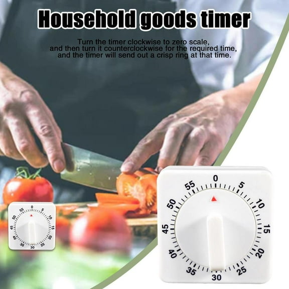 60-Minute Countdown Timer, Loud 3-Second Bell Alarm, Essential for Meal Prep and BoilingWhite,1pcs